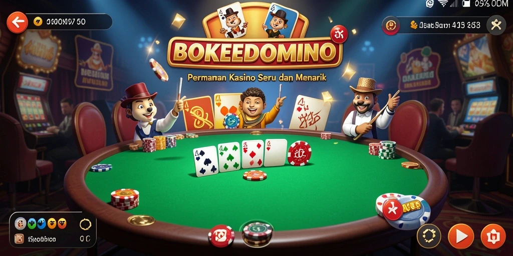 Tampilan gameplay seru dari BOKEDOMINO dengan strategi yang mendebarkan.