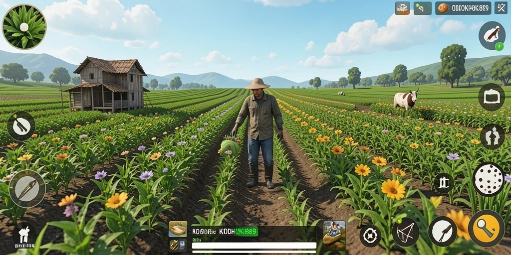 Screenshot gameplay menunjukkan aktivitas bertani yang seru di KODOKHOKI889.